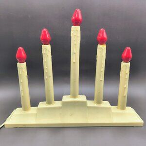 Vintage 5 Light Christmas Candolier Dripping Electric Candles with Red Bulbs